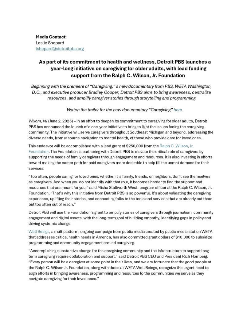 Press Release: Caregiving Initiative